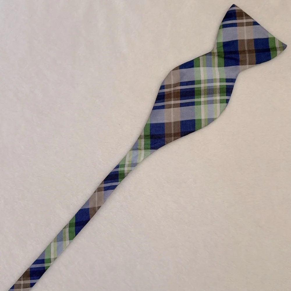 Beau Ties | Plaid Silk Bow Tie Self Tie Adjustable Hand Sewn Vermont Bow Tie - Picture 9 of 14